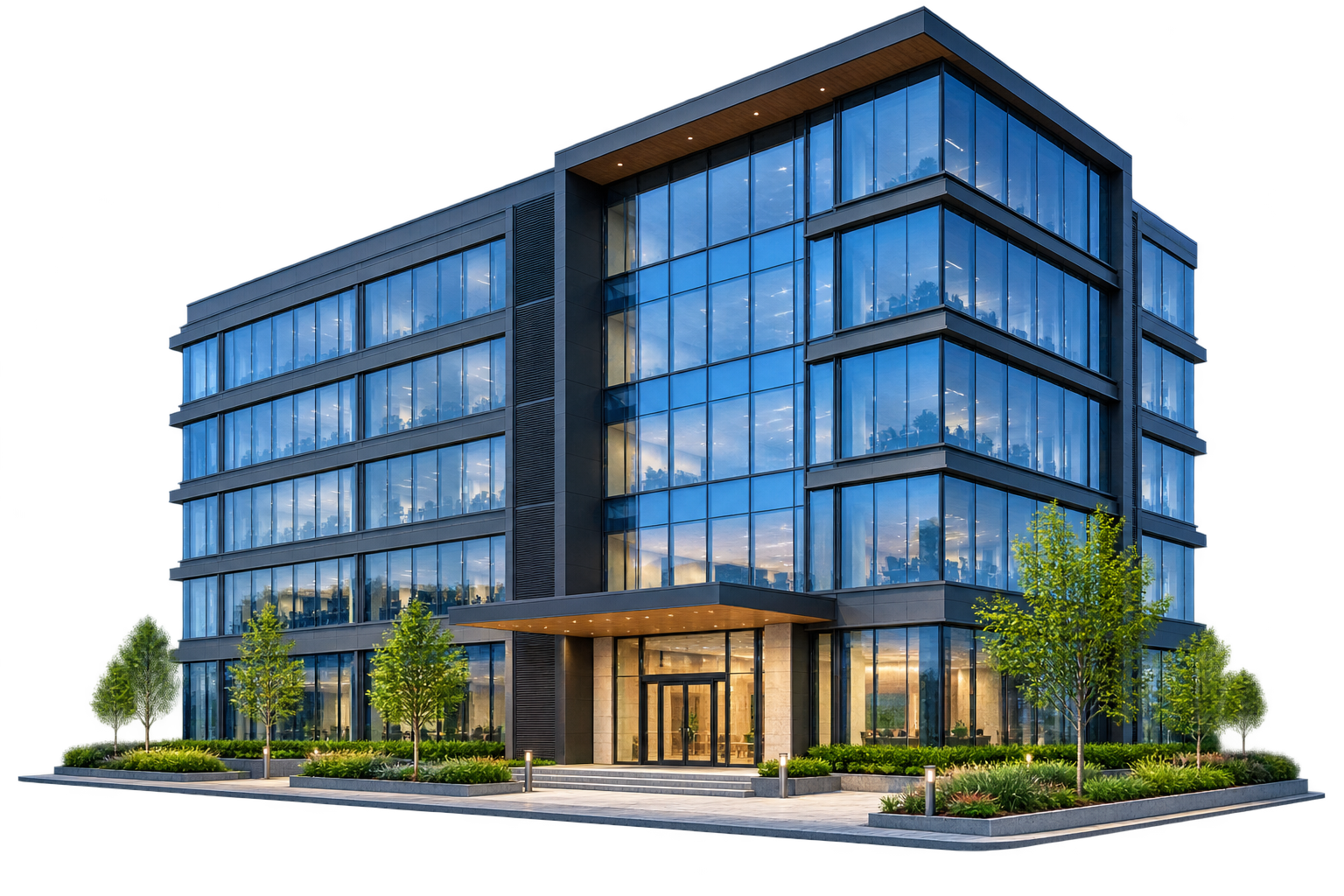 Modern blue glass ICILtek office building